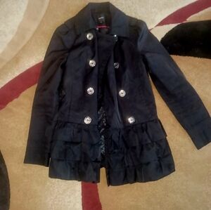 Women's Black Double-Breasted Coat